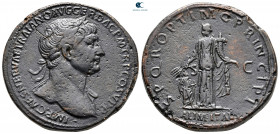 Trajan AD 98-117. Struck AD 112-114. Rome. Sestertius Æ