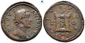 Divus Antoninus Pius AD 161. Struck under Marcus Aurelius and Lucius Verus, AD 162. Rome. Sestertius Æ