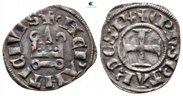 Philippe de Taranto AD 1307-1313. Lepanto (modern Nafpaktos). Denier Tournois BI. Variety 1c