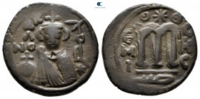 Arab-Byzantine. hims (Syria). temp. Mu\'awiya I ibn Abi Sufyan AH 41-60. Fals Bronze