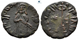 Arab-Byzantine. Halab. Time of Abd al-Malik ibn Marwan AH 65-86. Fals Bronze