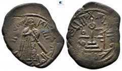 Arab-Byzantine. Halab. trmp. Abd al-Malik ibn Marwan AH 65-86. Fals Bronze