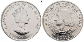 Bahamas.  AD 1952-2021. 10 Dollars 1990