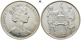 Barbados.  AD 1952-2021. 10 Dollars 1992