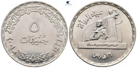 Egypt.  AD 1971-2021. 5 Pounds 2001