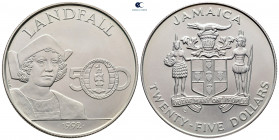 Jamaica.  AD 1969-2021. 25 Dollars 1992