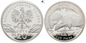 Poland.  AD 1995-2021. 20 Zloty 2011