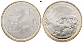 Switzerland.  AD 1850-2021. 20 Franken 1998