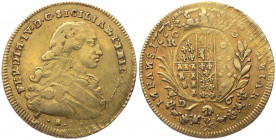 Regno di Napoli - Ferdinando IV (1759-1816) 6 Ducati 1773 "Oncia Napoletana del 9°Tipo" - Gig.21 - Au - gr. 8,79

BB+

Note: This item can be ship...