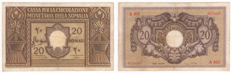 Somalia - AFIS (1950) - 20 somali - emissione del 1950 - N°serie: A 021 015460 -...