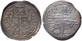 Aquileia - Raimondo della Torre (1273-1299) Denaro - D/Patriarca mitrato di fronte con croce e Vangelo R/Nel campo croce accantonata da due chiavi e d...