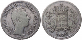 Lucca e Piombino - Carlo Ludovico (1824-1847) - 2 lire - 1837 - MIR 258 - Ag

 MB 

Note: Shipping only in Italy