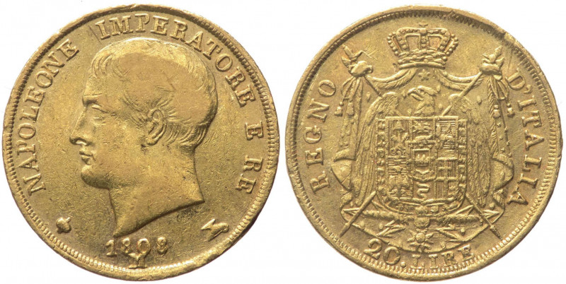 Napoleone I Re d'Italia (1805-1814) 20 Lire 1808 - Zecca di Milano - "M Sovrappo...