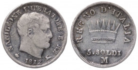 Napoleone I Re d'Italia (1808-1814) 5 soldi 1812 - Zecca di Milano - Leggera Ribattitura sul "2" della data - Ag

qBB

Note: Shipping only in Ital...
