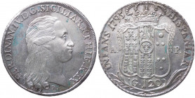 Regno di Napoli - Ferdinando IV, primo periodo (1759-1799) - 120 grana - 1795 - Gig. 60 - Ag

SPL

Note: Shipping only in Italy