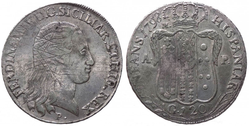Regno Di Napoli - Ferdinando IV (1759-1816) Piastra da 120 grana del 9° tipo 179...