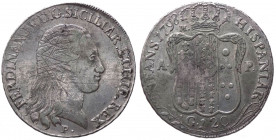 Regno Di Napoli - Ferdinando IV (1759-1816) Piastra da 120 grana del 9° tipo 1798 variante con rigatura interna della corona \\\\ (Al D/ evidenti graf...