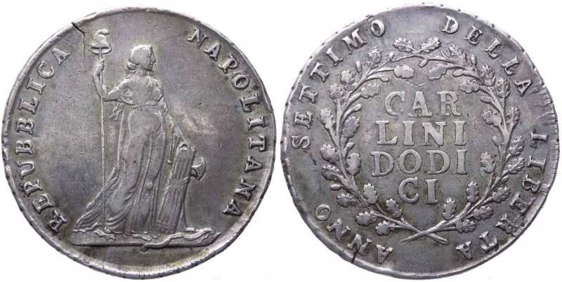 Repubblica Napoletana (1799) - Piastra da 12 Carlini anno VII - Zecca di Napoli ...