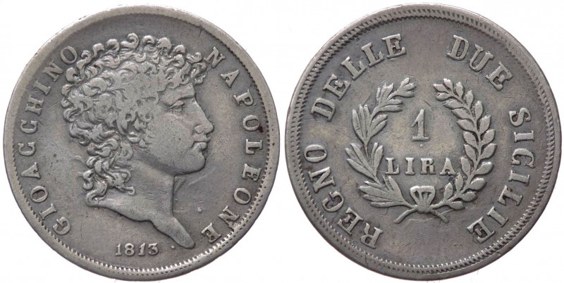 Regno delle Due Sicilie - Gioacchino Murat (1808-1815) 1 Lira 1813 - Gig.16 - Ag...