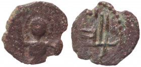 Regno di Sicilia - Capua - Pandolfo "Capo di Ferro" (961-981) Frazione di Follaro - D/Santo con scudo e spada - R/Legenda pseudocufica - Travaini 203 ...