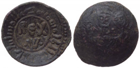 Regno di Sicilia - Messina - Guglielmo I Re di Sicilia (1154-1166) Follaro Concavo (1155-1156) D/Legenda Cufica, nel campo REX W su due righe R/ Busti...