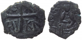 Regno di Sicilia - Messina - Guglielmo I Re di Sicilia (1154-1166) Follaro Concavo (1155-1156) D/Legenda Cufica, nel campo REX W su due righe R/ Busti...