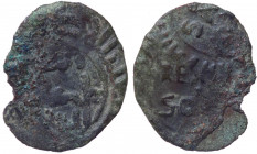 Regno di Sicilia - Messina - Guglielmo II (1166-1189) Mezzo Follaro - D/OPERATO IN VRBE MESSANA - R/Legenda Cufica - MIR 38 / Spahr 119 - Curiosità: S...