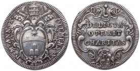 Stato Pontificio - Clemente XI (1700-1721) Giulio "Delicta Operit Charitas" Anno X - Muntoni 88 (D/ Stemma ovale in cornice, cimasa con testina, chiav...
