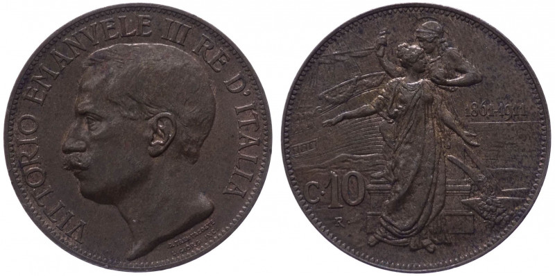 Regno d'Italia - Vittorio Emanuele III (1900-1943) 10 Centesimi "Cinquantenario"...