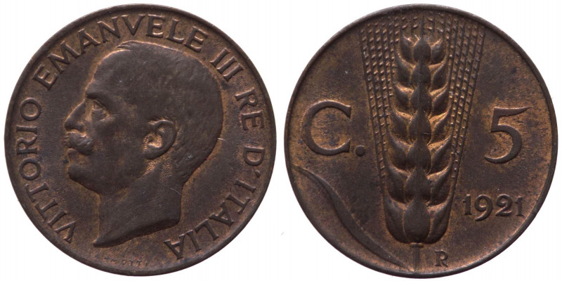 Regno d'Italia - Vittorio Emanuele III (1900-1943) 5 Centesimi 1921 "Spiga" del ...