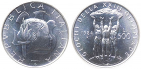 Repubblica Italiana - Monetazione in Lire (1946-2001) 500 Lire Commemorativa 1984 - "XXIII Olimpiade di Los Angeles" - Ag - In confezione

FDC

No...