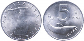 Repubblica Italiana - Monetazione in Lire (1946 - 2001) 5 Lire "Delfino" 1954 - D/ firma distante dal bordo - Gig.285 - It

FDC

Note: Worldwide s...