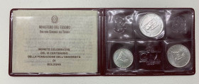 Repubblica Italiana - Monetazione in Lire (1946-2001) Trittico "IX Centenario della Fondazione dell'Università di Bologna" - composto da 100 - 200 - 5...