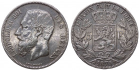 Belgio - Leopoldo II° (1865-1909) 5 Franchi 1870 - KM#24 - Ag

BB+

Note: Shipping only in Italy