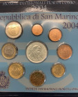 Repubblica di San Marino - Monetazione in Euro (dal 2001) Serie 2004 composta da 9 Valori comprensivo del 5 Euro in Ag - In Folder

FDC

Note: Wor...