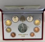 Città del Vaticano - Benedetto XVI (Joseph Aloisius Ratzinger) 2005-2013 - serie 2008 - composta da 8 valori insieme con una medaglia commemorativa de...