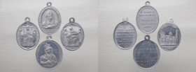 Gruppo di quattro medagliette votive con la Vergine (Madonna di Rho, Beata Vergine della Salute, Madonna della Divina Provvidenza e Beata Vergine dell...