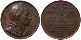 Medaglia - commemorativa di John Locke (1632-1704), filosofo e medico inglese, anticipatore dell'illuminismo e del criticismo - opus Caunois - 1819 - ...