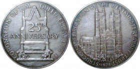 Medaglia - Westminster, medaglia in argento per i 25 anni di regno di Elisabetta II, 1978 - D/ 25TH ANNIVERSARY CORONATION OF H.M. QUEEN ELIZABETH II,...
