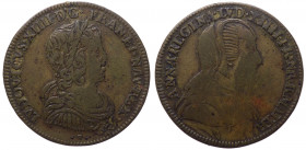 Francia - Luigi XIV (1643-1715), gettone 1643-1665 circa; D/ .LVDOVICVS. XIIII. D. G. FRAN. ET. NAV. REX., busto corazzato a destra; R/ ANNA . REGINA ...
