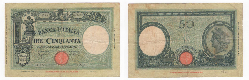 Regno d'Italia (1861-1943) - Vittorio Emanuele III - Biglietto di Banca - 50 Lir...