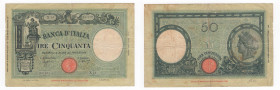 Regno d'Italia (1861-1943) - Vittorio Emanuele III - Biglietto di Banca - 50 Lire "Grande L" (Fascio) N°X14 941672 - Azzolini/Urbini - 31/03/1943 - Gi...