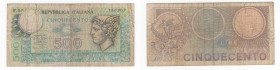 Repubblica Italiana (dal 1946) - Biglietto di Stato da 500 Lire tipo "Mercurio" 1974 - Serie W07 N°186907 - Miconi - Nardi - Fabiano - Rara - GI BS 26...