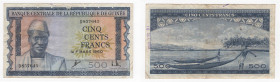Guinea - Banca Centrale della Repubblica della Guinea - 500 Francs 1960 - N°D857645 - P14a - Pieghe / Macchie

n.a.

Note: Worldwide shipping