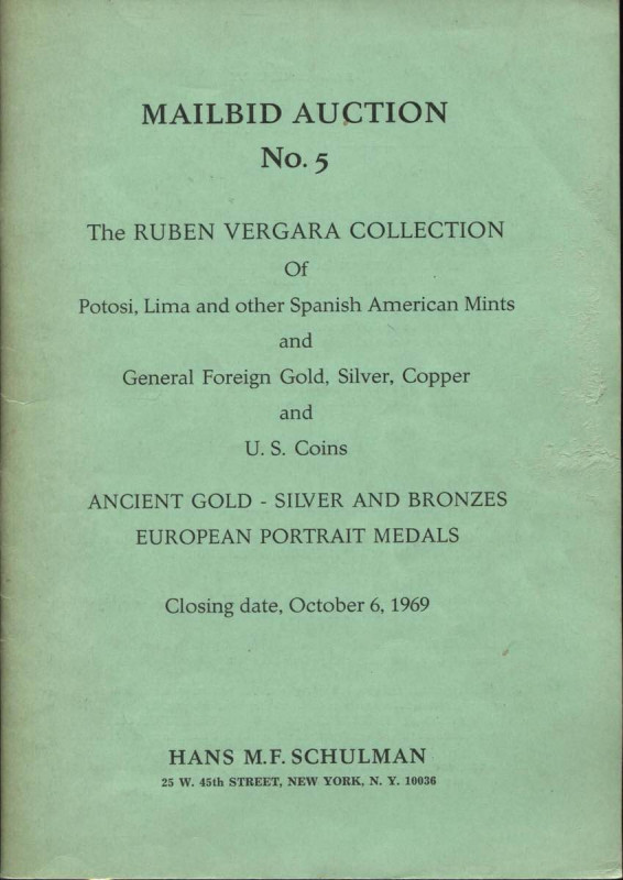 SCHULMAN H. - New York, 6 - October, 1969. The Ruben Vergara collection, of Poto...