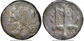 SICILY. Syracuse. Hieron II (ca. 275-215 BC). AE litra (19mm, 9h). NGC XF. Head of Poseidon left, wearing taenia / ΙΕΡ-ΩΝΟΣ / ΔA, trident head, dolphi...