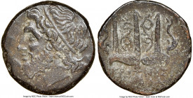 SICILY. Syracuse. Hieron II (ca. 275-215 BC). AE litra (19mm, 1h). NGC Choice VF. Head of Poseidon left, wearing taenia / ΙΕΡ-ΩΝΟΣ / ΔA, trident head,...