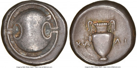 BOEOTIA. Thebes. Ca. 395-338 BC. AR stater (22mm, 12.09 gm, 11h). NGC Choice VF 5/5 - 5/5. Kali-, magistrate, ca. 363-338 BC. Boeotian shield / Amphor...