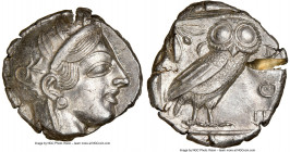 ATTICA. Athens. Ca. 440-404 BC. AR tetradrachm (24mm, 16.91 gm, 9h). NGC MS 4/5 - 2/5, test cut. Mid-mass coinage issue. Head of Athena right, wearing...