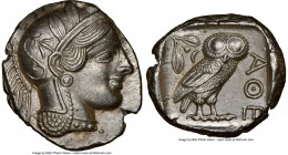 ATTICA. Athens. Ca. 440-404 BC. AR tetradrachm (25mm, 17.21 gm, 10h). NGC Choice AU 5/5 - 4/5, brushed. Mid-mass coinage issue. Head of Athena right, ...